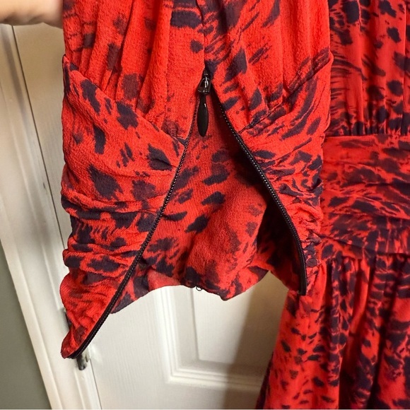 Pierre Balmain Mulberry Silk Dress Red and Black Animal Print Size EU 42 GUC - Picture 7 of 10